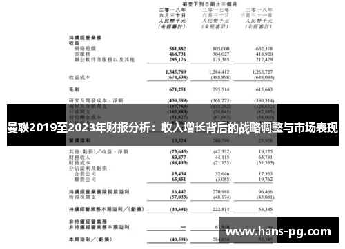 曼联2019至2023年财报分析：收入增长背后的战略调整与市场表现